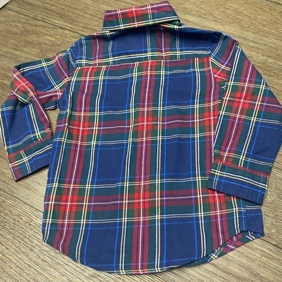 Wrangler red white blue button down long sleeve plaid shirt 3T - Picture 2 of 4